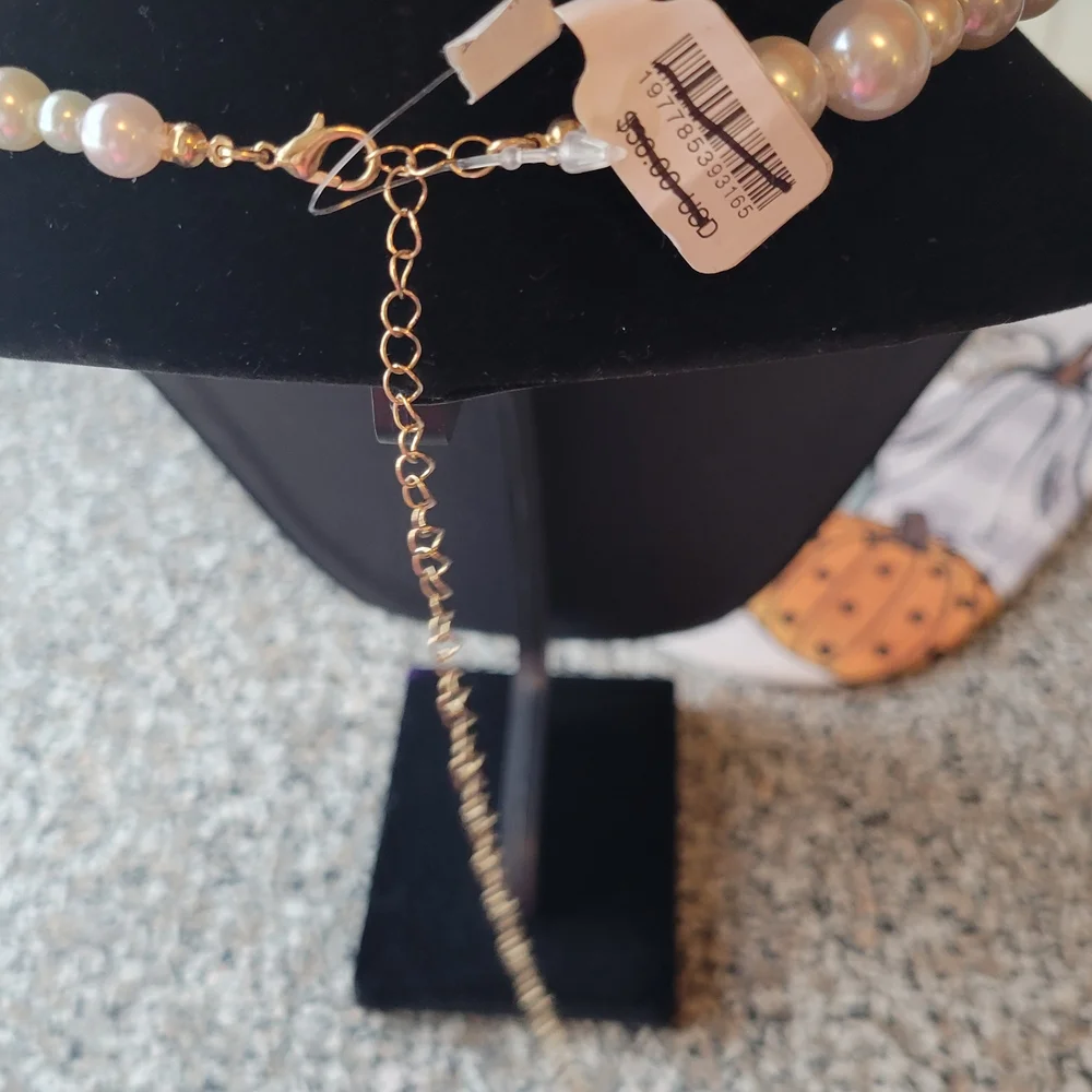 Free People Iridescent White Pearl Beaded Necklace